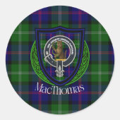 MacThomas Scottish Clan Tartan & Crest Ronde Sticker (Voorkant)