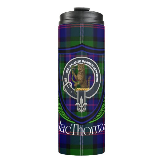 MacThomas Scottish Clan Tartan & Crest Thermosbeker (Voorkant)