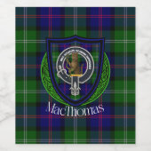MacThomas Scottish Clan Tartan & Crest Wijn Etiket (Enkel label)