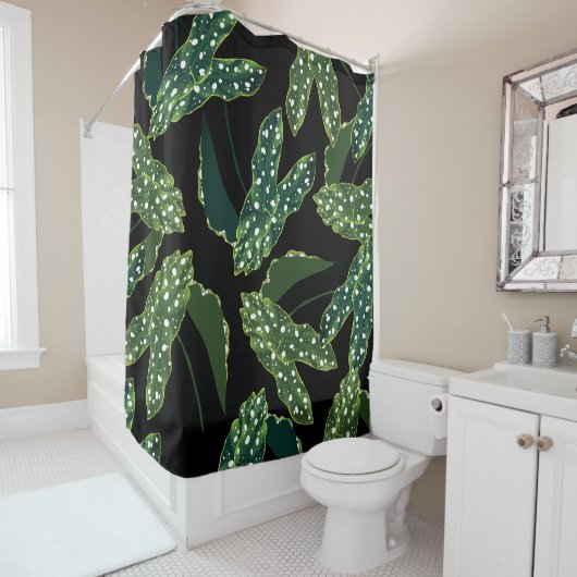 Maculata Spotted Begonia Boho Chic Shower Curtain Douchegordijn (In situ)
