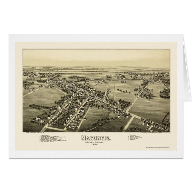 Macungie, PA Panorama Kaart - 1893 (Voorkant Horizontaal)