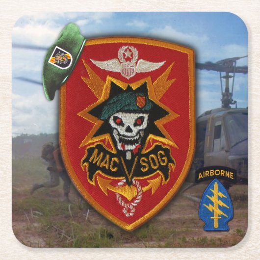 MACVSOG 5e Special Forces Groep Groene Baretten Kartonnen Onderzetters (Voorkant)
