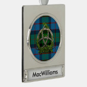 MacWilliams Tartan en Celtic Trinity Knot Verzilverd Banner Ornament (Rechts)