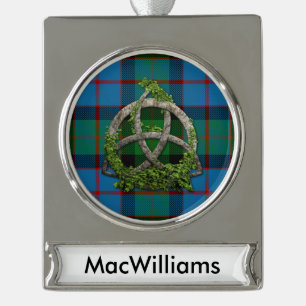 MacWilliams Tartan en Celtic Trinity Knot Verzilverd Banner Ornament