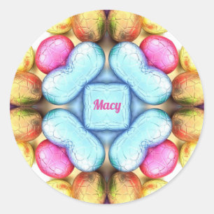 MACY EASTER - WAUW!  eieren voor paasgeven ~ Ronde Sticker