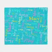 Macy gepersonaliseerde korte naam aqua roze deken (Voorkant (Horizontaal))