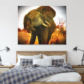 Mad African Elephant Wrapped Canvas (Insitu (Slaapkamer))