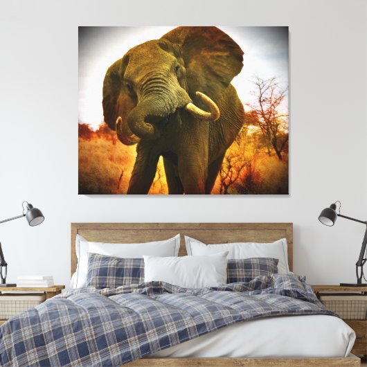 Mad African Elephant Wrapped Canvas (Insitu (Slaapkamer))