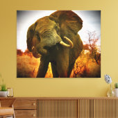 Mad African Elephant Wrapped Canvas Afdruk (Insitu (Woonkamer))