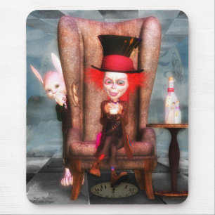 Mad als een Hatter Fine Kunst op een Mousepad Muismat