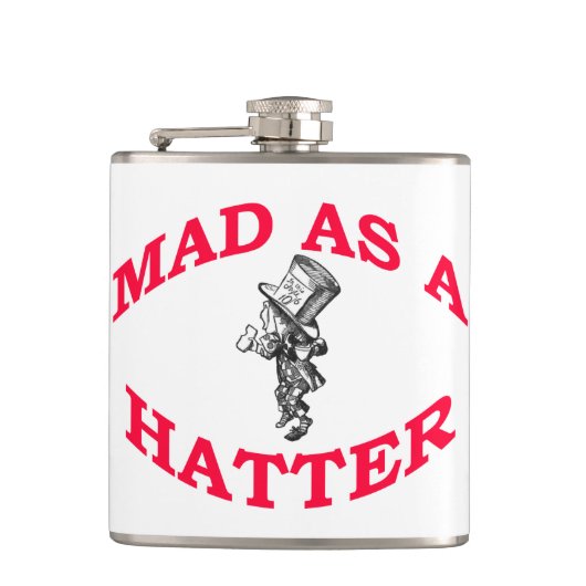 Mad als Hatter Flask Heupfles (Voorkant)