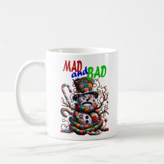 Mad and Bad, grumpy funny Snowman, fantasy art Koffiemok