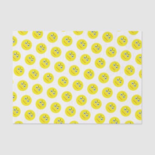 Mad Angry Grumpy Yellow Emoji Pattern Tissuepapier (Voorkant)