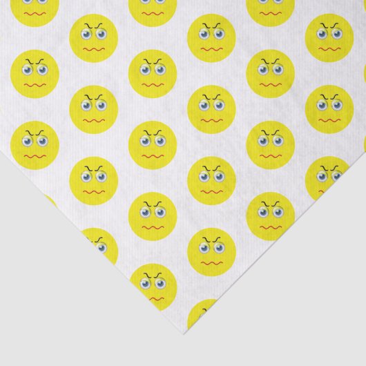 Mad Angry Grumpy Yellow Emoji Pattern Tissuepapier (Detail)