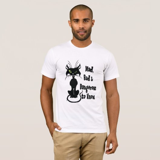 Mad, Bad & Dangerous to Know, zwarte kat T-shirt (Voorkant volledig)