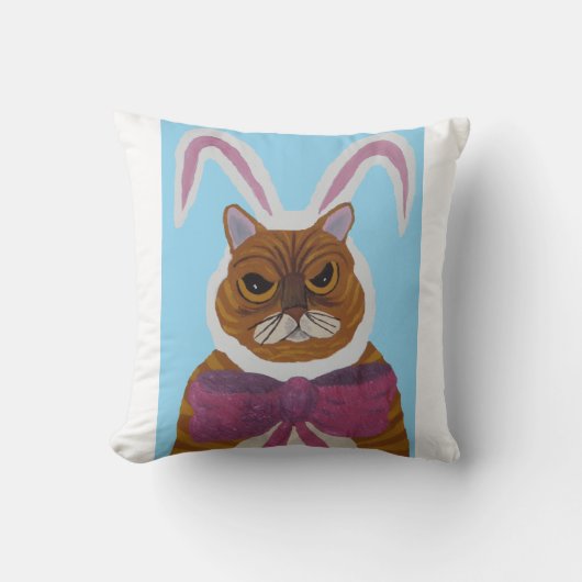 Mad Cat in Bunny Ears Easter Kussen (Voorkant)