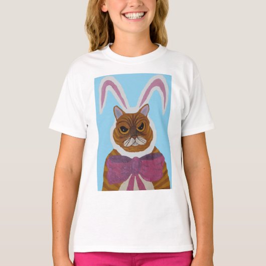 Mad Cat in Bunny Ears Easter  T-shirt (Voorkant)
