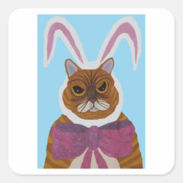 Mad Cat in Bunny Ears Easter  Vierkante Sticker