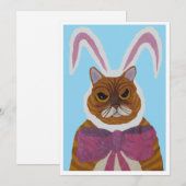 Mad Cat in Bunny Ears Invitation Kaart (Voorkant / Achterkant)