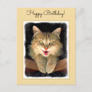 Mad Cat Painting - Cute Original Cat Art Briefkaart