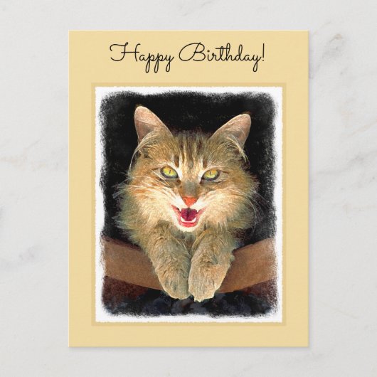 Mad Cat Painting - Cute Original Cat Art Briefkaart (Voorkant)