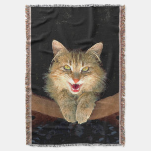 Mad Cat Painting - Cute Original Cat Art Deken