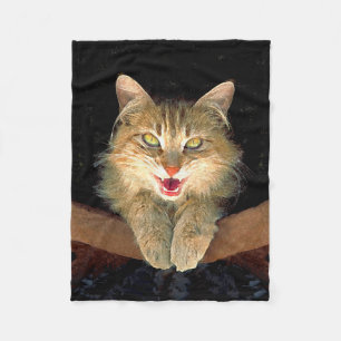 Mad Cat Painting - Cute Original Cat Art Fleece Deken
