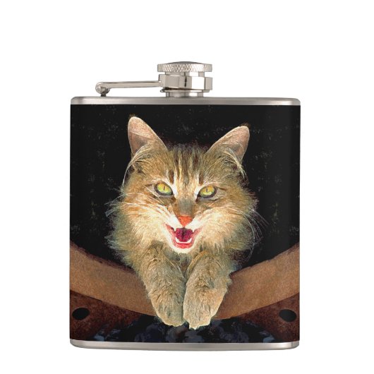 Mad Cat Painting - Cute Original Cat Art Heupfles (Voorkant)