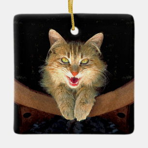 Mad Cat Painting - Cute Original Cat Art Keramisch Ornament