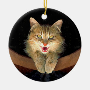 Mad Cat Painting - Cute Original Cat Art Keramisch Ornament