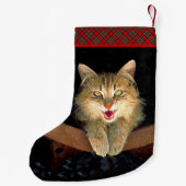 Mad Cat Painting - Cute Original Cat Art Kleine Kerstsok (Achterkant)