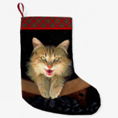 Mad Cat Painting - Cute Original Cat Art Kleine Kerstsok (Voorkant)