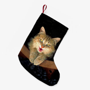 Mad Cat Painting - Cute Original Cat Art Kleine Kerstsok