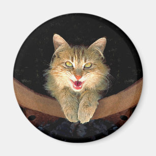 Mad Cat Painting - Cute Original Cat Art Magneet