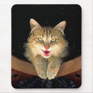 Mad Cat Painting - Cute Original Cat Art Muismat