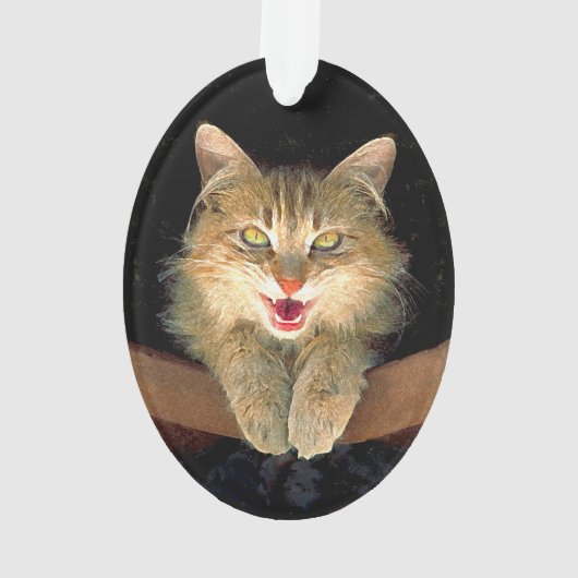 Mad Cat Painting - Cute Original Cat Art Ornament (achterkant)