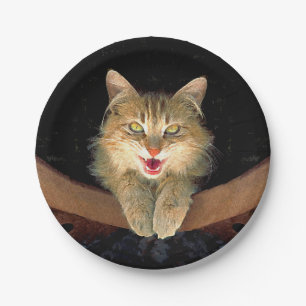 Mad Cat Painting - Cute Original Cat Art Papieren Bordje