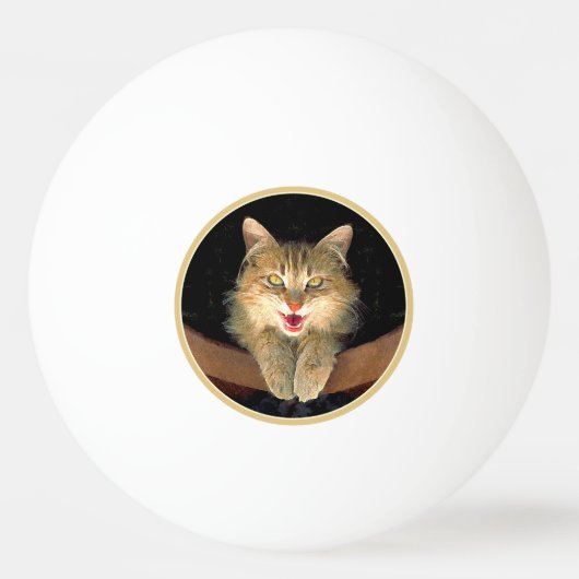 Mad Cat Painting - Cute Original Cat Art Pingpongbal (Voorkant)