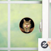 Mad Cat Painting - Cute Original Cat Art Raamsticker (Huis)