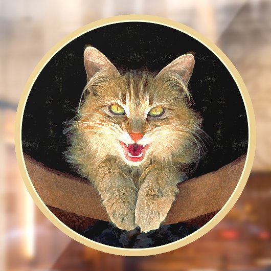 Mad Cat Painting - Cute Original Cat Art Raamsticker (Vel 2)