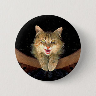 Mad Cat Painting - Cute Original Cat Art Ronde Button 5,7 Cm