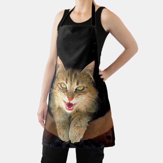 Mad Cat Painting - Cute Original Cat Art Schort (Insitu)