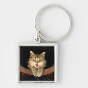Mad Cat Painting - Cute Original Cat Art Sleutelhanger