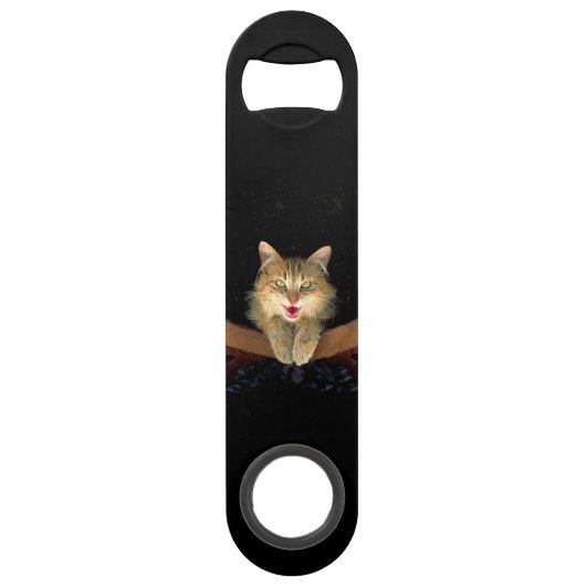 Mad Cat Painting - Cute Original Cat Art Speed Flessenopener (Achterkant)