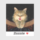 Mad Cat Painting - Cute Original Cat Art Sticker (Vel)