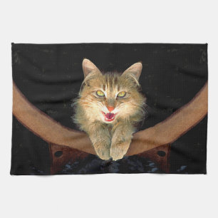 Mad Cat Painting - Cute Original Cat Art Theedoek