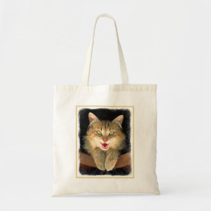 Mad Cat Painting - Cute Original Cat Art Tote Bag