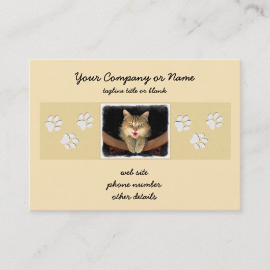 Mad Cat Painting - Cute Original Cat Art Visitekaartje (Voorkant)