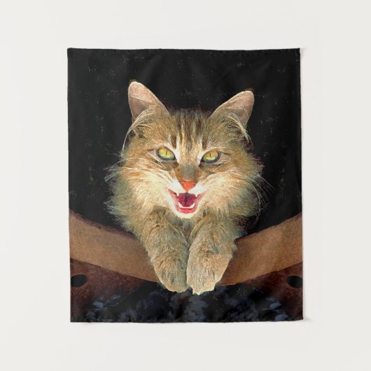 Mad Cat Painting - Cute Original Cat Art Wandkleed (Voorkant)