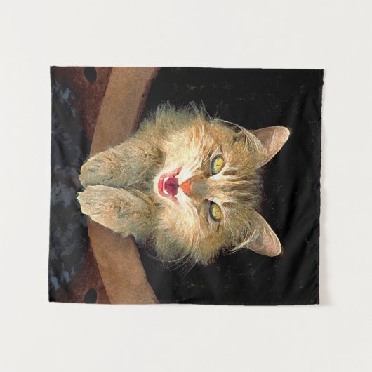 Mad Cat Painting - Cute Original Cat Art Wandkleed (Voorkant (horizontaal))